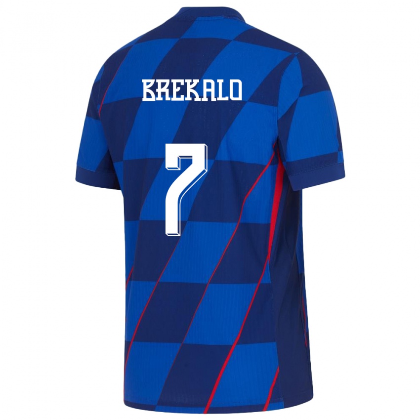 Hombre Camiseta Croacia Josip Brekalo #7 Azul 2ª Equipación 24-26 La Camisa Argentina