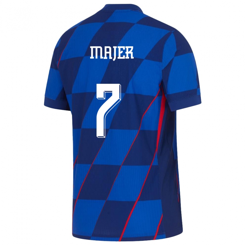 Hombre Camiseta Croacia Lovro Majer #7 Azul 2ª Equipación 24-26 La Camisa Argentina