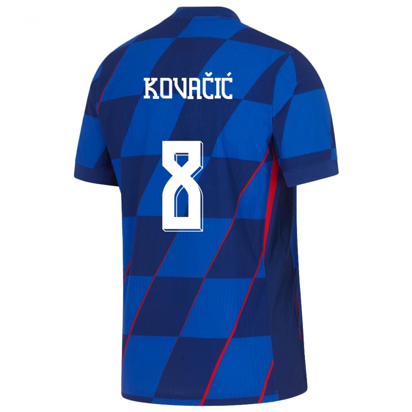 Hombre Camiseta Croacia Mateo Kovacic #8 Azul 2ª Equipación 24-26 La Camisa Argentina