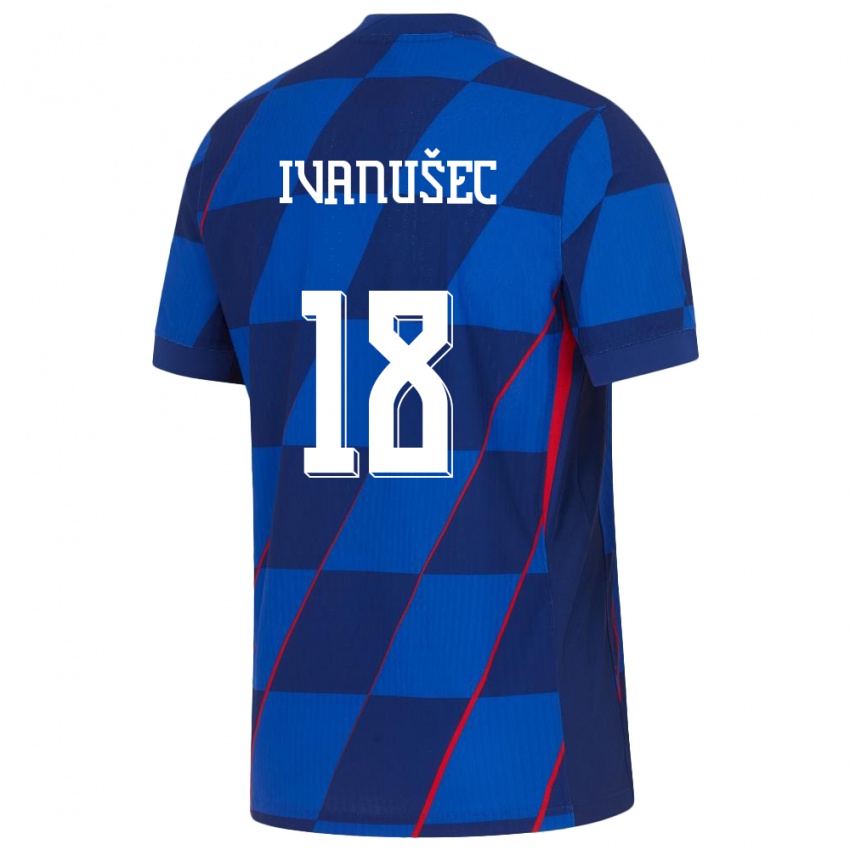 Hombre Camiseta Croacia Luka Ivanusec #18 Azul 2ª Equipación 24-26 La Camisa Argentina