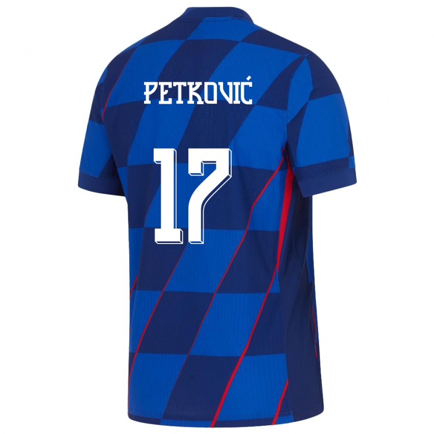 Hombre Camiseta Croacia Bruno Petkovic #17 Azul 2ª Equipación 24-26 La Camisa Argentina