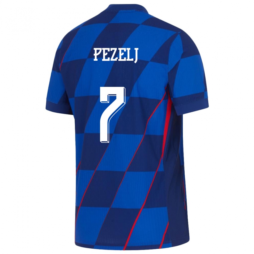 Hombre Camiseta Croacia Petra Pezelj #7 Azul 2ª Equipación 24-26 La Camisa Argentina