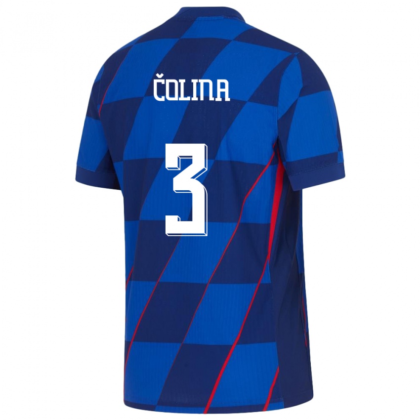 Hombre Camiseta Croacia David Colina #3 Azul 2ª Equipación 24-26 La Camisa Argentina