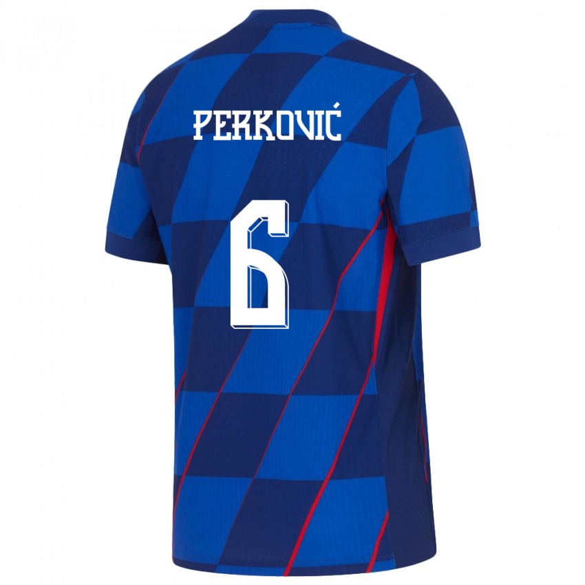 Hombre Camiseta Croacia Mauro Perkovic #6 Azul 2ª Equipación 24-26 La Camisa Argentina