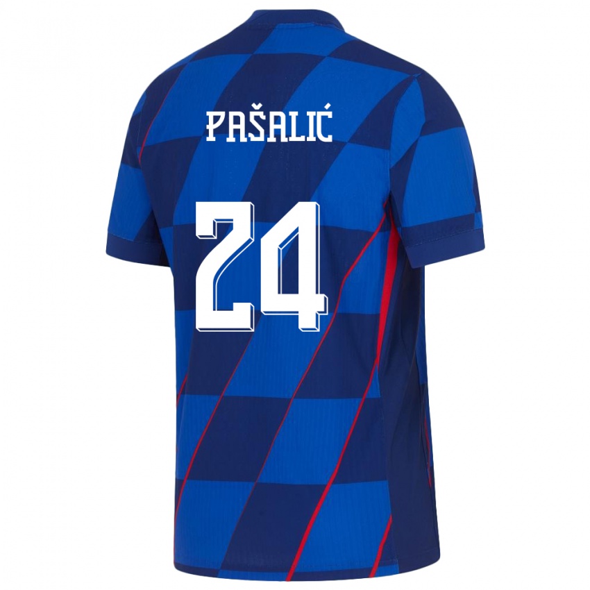 Hombre Camiseta Croacia Marco Pasalic #24 Azul 2ª Equipación 24-26 La Camisa Argentina