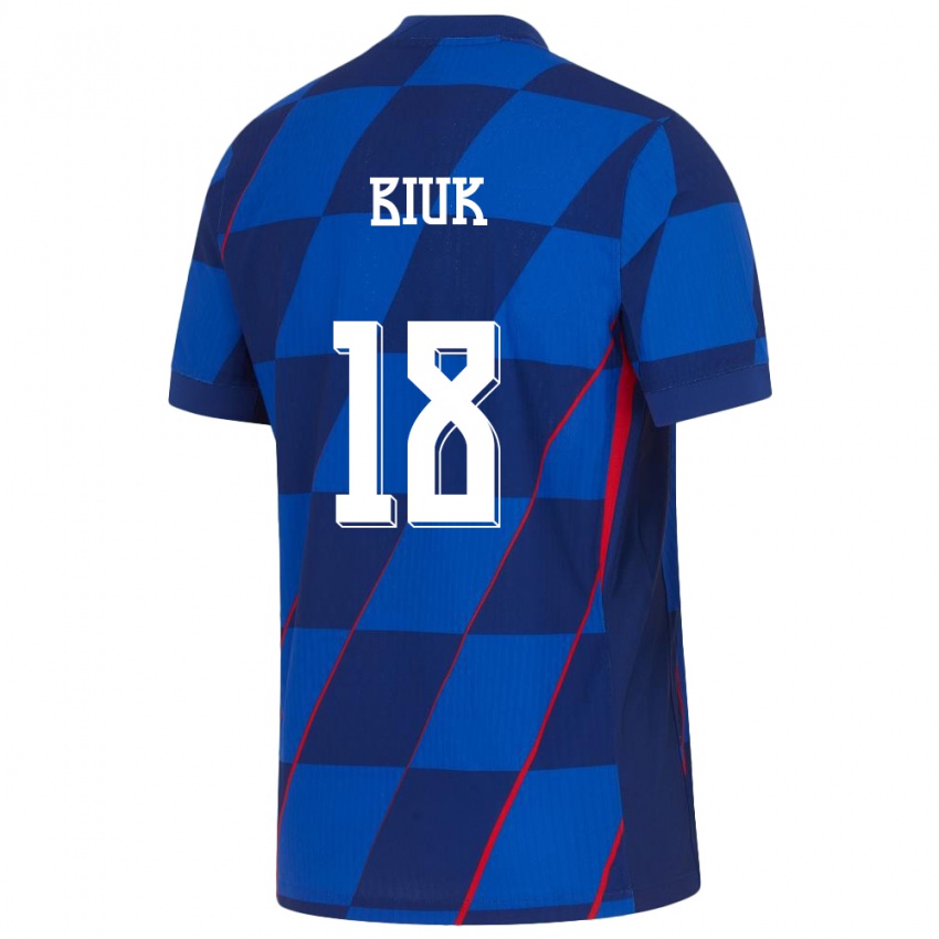 Hombre Camiseta Croacia Stipe Biuk #18 Azul 2ª Equipación 24-26 La Camisa Argentina