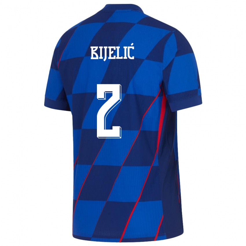 Hombre Camiseta Croacia Dario Bijelic #2 Azul 2ª Equipación 24-26 La Camisa Argentina