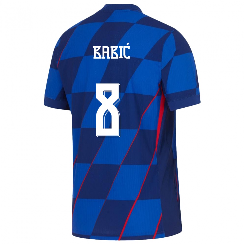 Hombre Camiseta Croacia Andro Babic #8 Azul 2ª Equipación 24-26 La Camisa Argentina