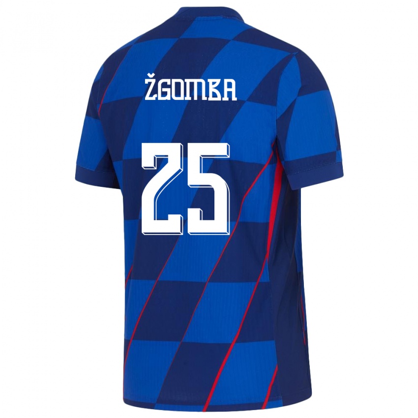 Hombre Camiseta Croacia Marin Zgomba #25 Azul 2ª Equipación 24-26 La Camisa Argentina