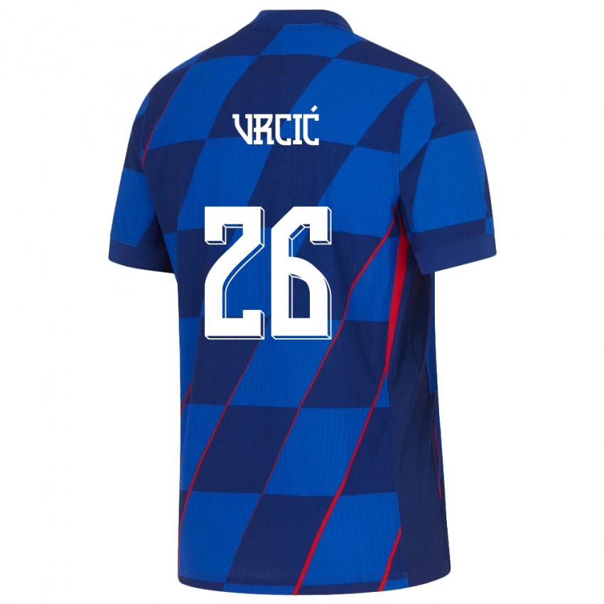 Hombre Camiseta Croacia Jere Vrcic #26 Azul 2ª Equipación 24-26 La Camisa Argentina