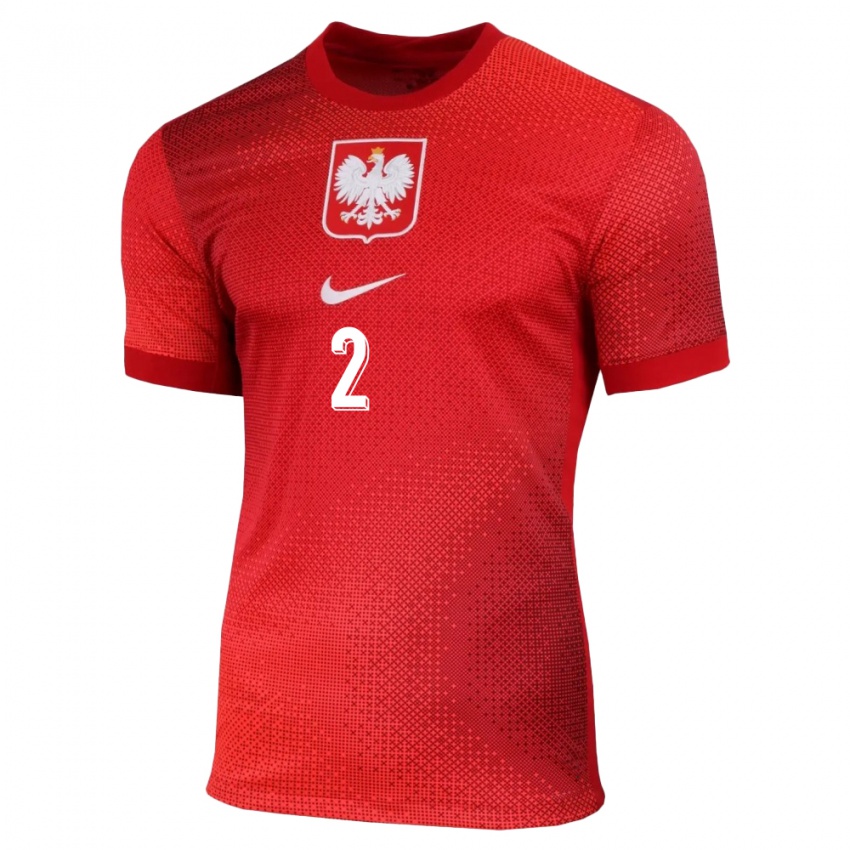 Hombre Camiseta Polonia Jakub Kolan #2 Rojo 2ª Equipación 24-26 La Camisa Argentina