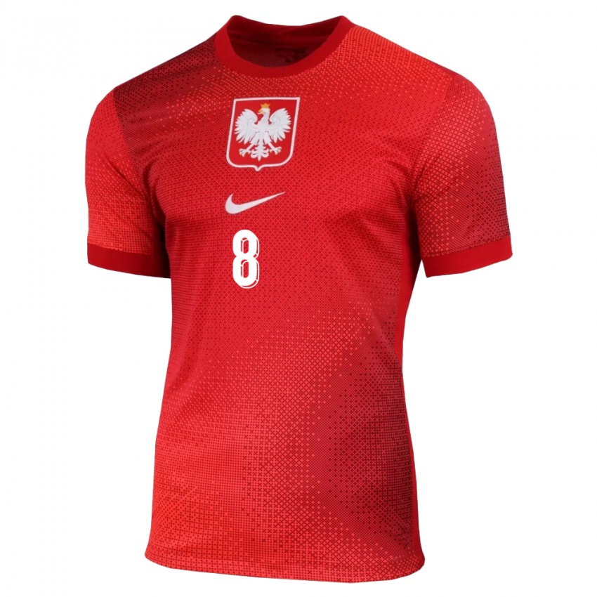 Hombre Camiseta Polonia Karol Borys #8 Rojo 2ª Equipación 24-26 La Camisa Argentina