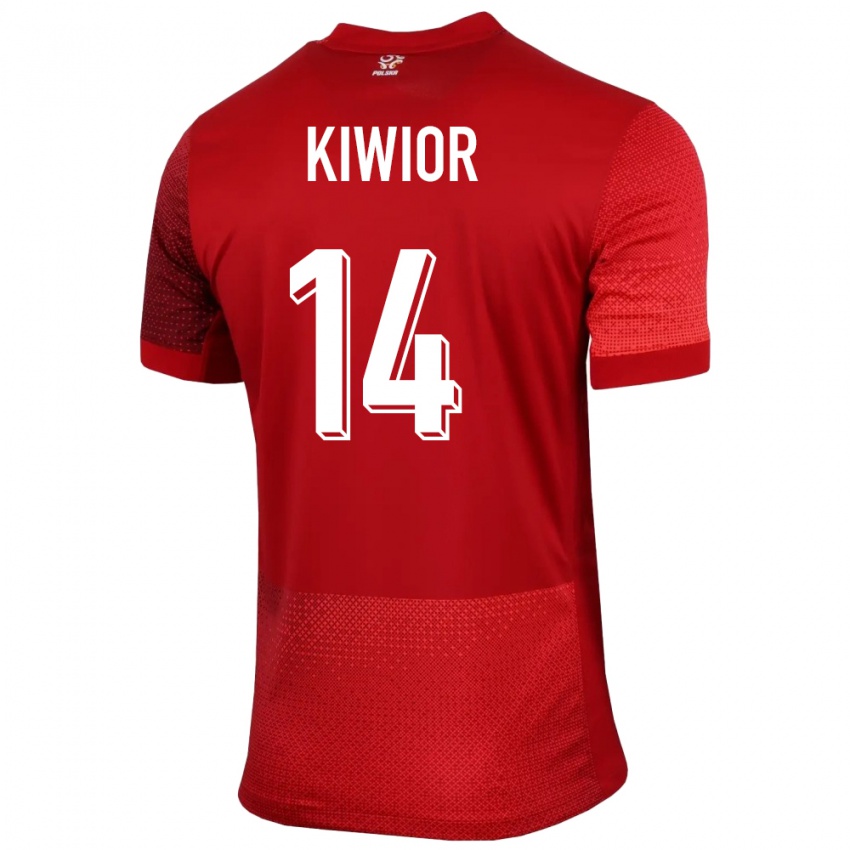 Hombre Camiseta Polonia Jakub Kiwior #14 Rojo 2ª Equipación 24-26 La Camisa Argentina