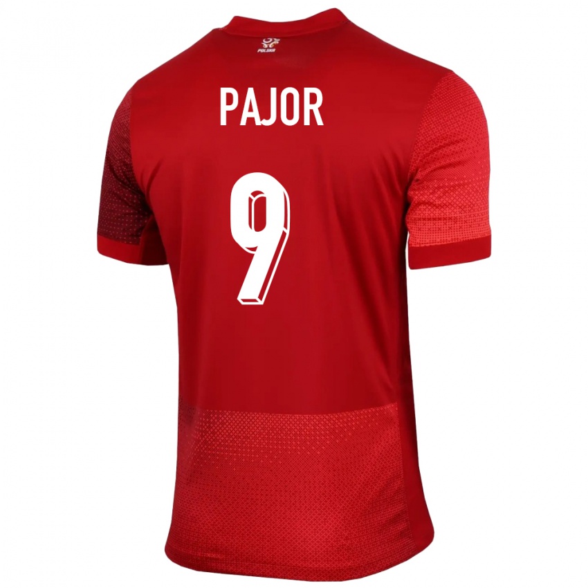 Hombre Camiseta Polonia Ewa Pajor #9 Rojo 2ª Equipación 24-26 La Camisa Argentina