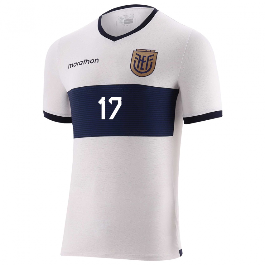 Hombre Camiseta Ecuador Angelo Preciado #17 Blanco 2ª Equipación 24-26 La Camisa Argentina