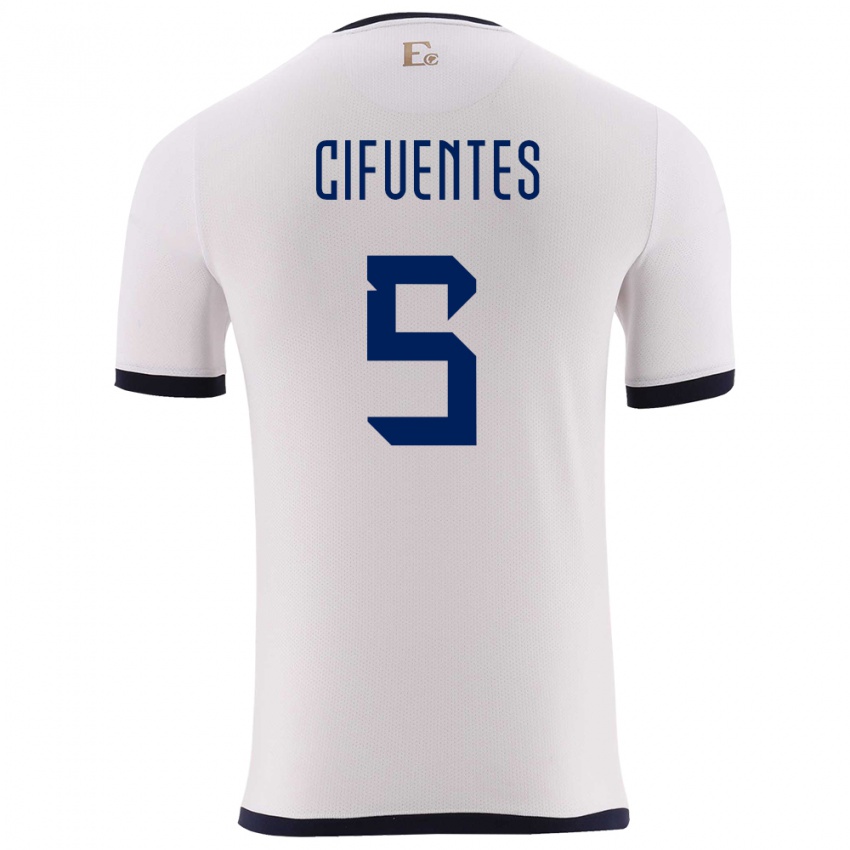 Hombre Camiseta Ecuador Jose Cifuentes #5 Blanco 2ª Equipación 24-26 La Camisa Argentina