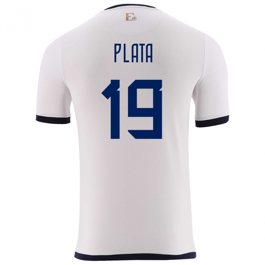 Hombre Camiseta Ecuador Gonzalo Plata #19 Blanco 2ª Equipación 24-26 La Camisa Argentina