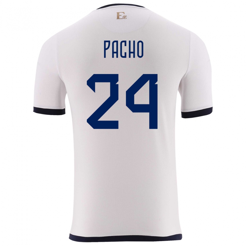 Hombre Camiseta Ecuador William Pacho #24 Blanco 2ª Equipación 24-26 La Camisa Argentina