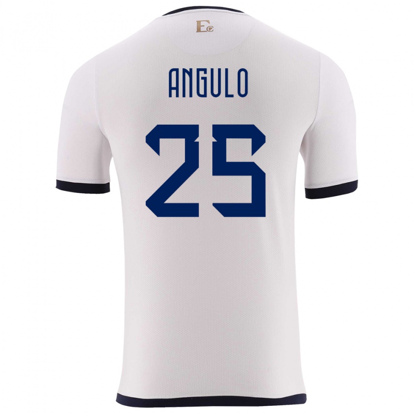 Hombre Camiseta Ecuador Nilson Angulo #25 Blanco 2ª Equipación 24-26 La Camisa Argentina