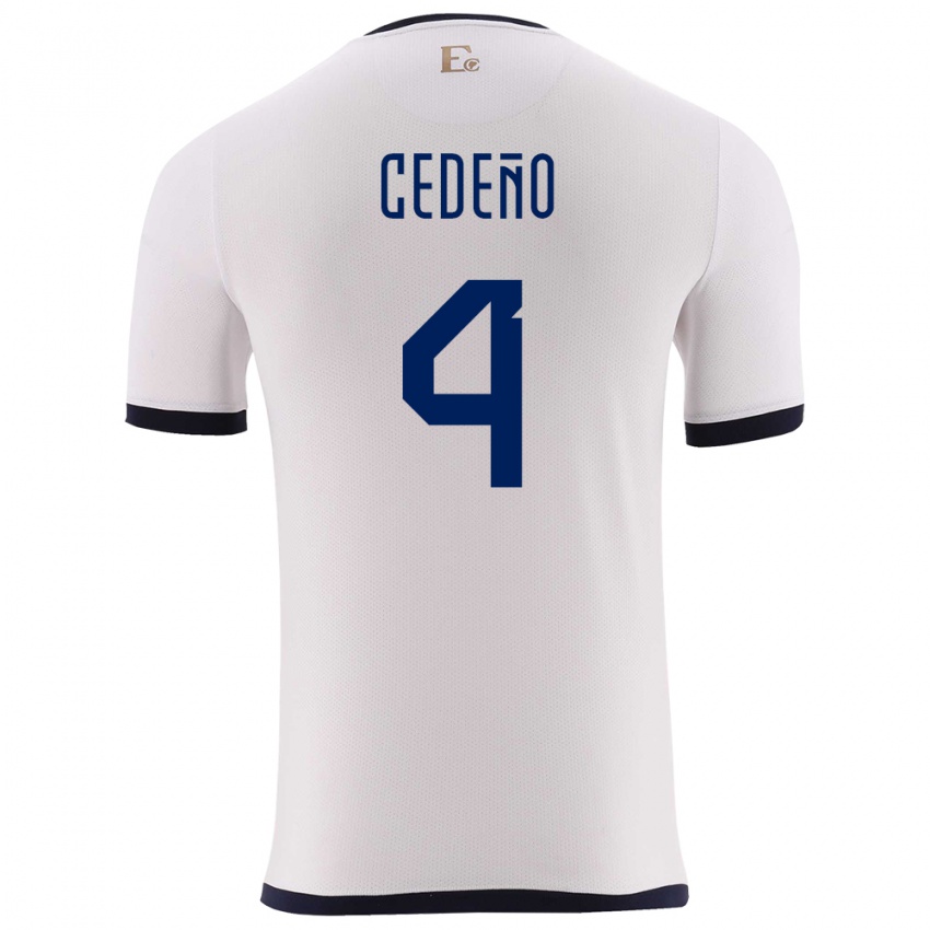 Hombre Camiseta Ecuador Stefany Cedeno #4 Blanco 2ª Equipación 24-26 La Camisa Argentina