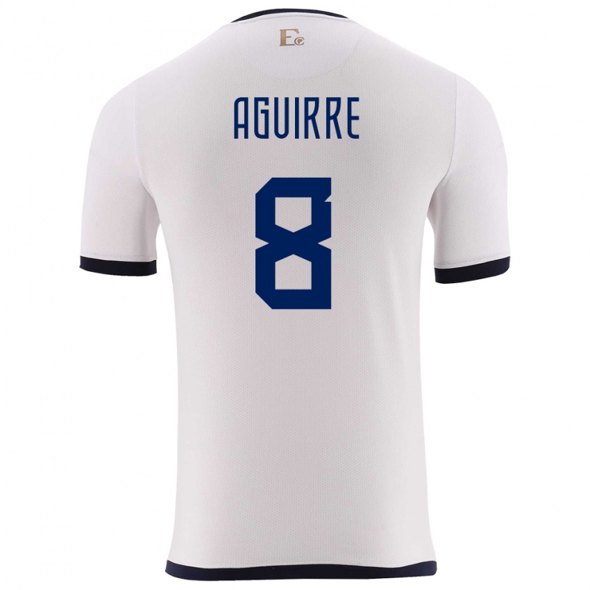 Hombre Camiseta Ecuador Marthina Aguirre #8 Blanco 2ª Equipación 24-26 La Camisa Argentina