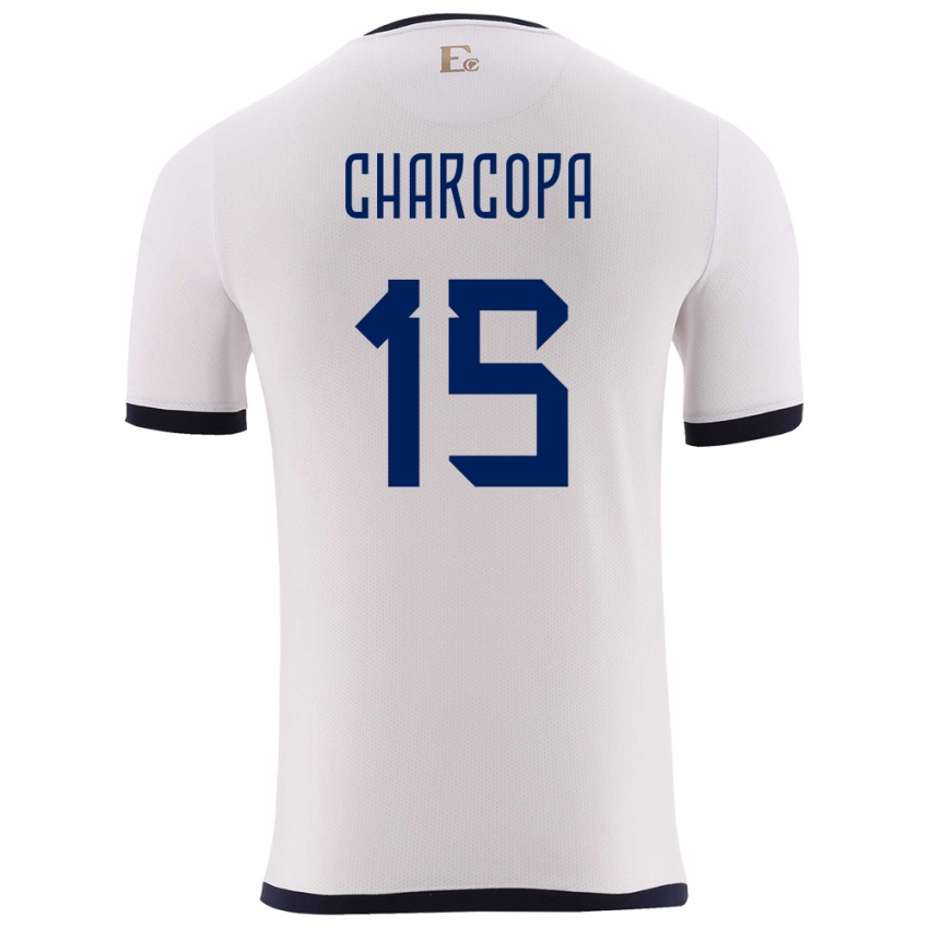 Hombre Camiseta Ecuador Nicole Charcopa #15 Blanco 2ª Equipación 24-26 La Camisa Argentina