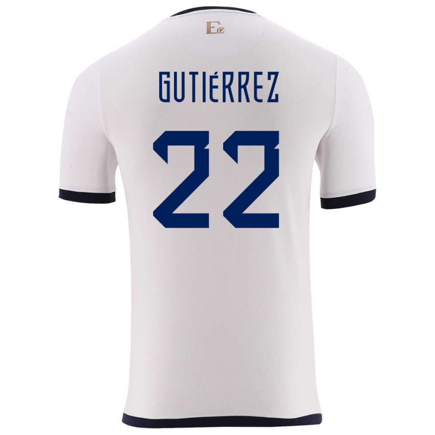 Hombre Camiseta Ecuador Melanie Gutierrez #22 Blanco 2ª Equipación 24-26 La Camisa Argentina