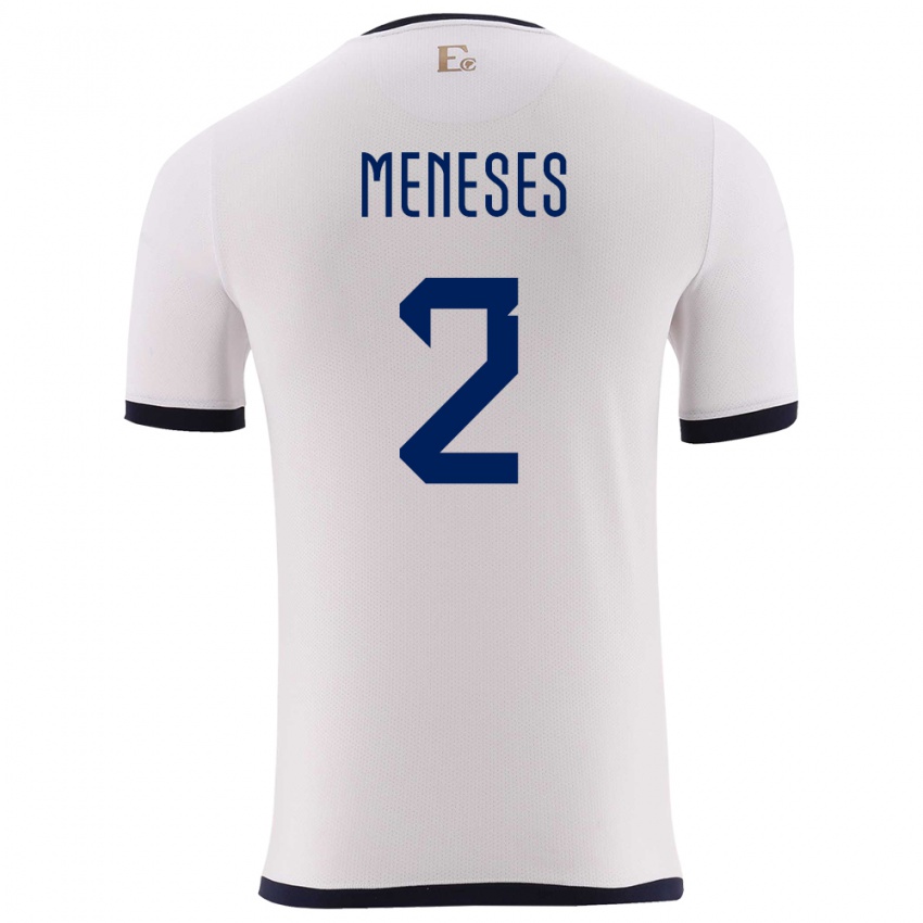 Hombre Camiseta Ecuador Randy Meneses #2 Blanco 2ª Equipación 24-26 La Camisa Argentina