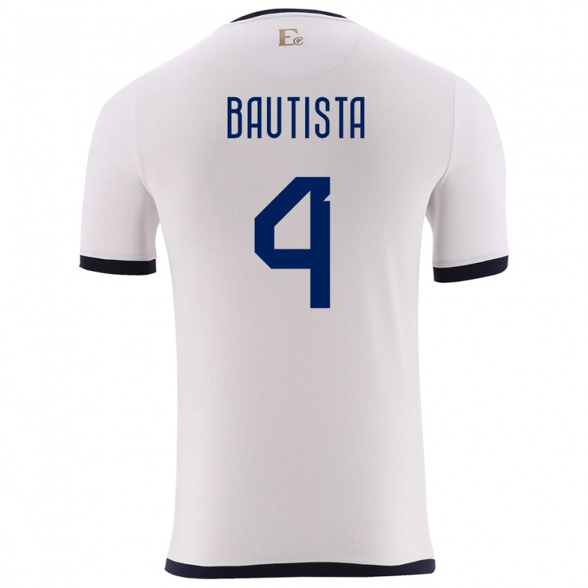 Hombre Camiseta Ecuador Davis Bautista #4 Blanco 2ª Equipación 24-26 La Camisa Argentina