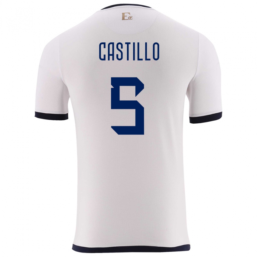 Hombre Camiseta Ecuador Denil Castillo #5 Blanco 2ª Equipación 24-26 La Camisa Argentina