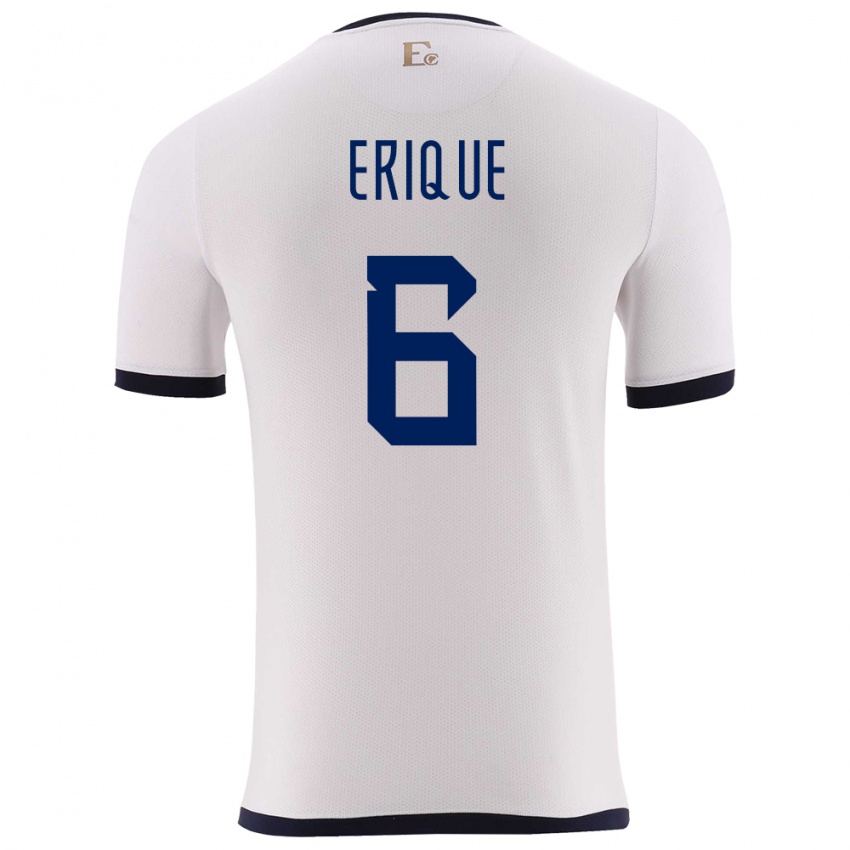 Hombre Camiseta Ecuador Yeltzin Erique #6 Blanco 2ª Equipación 24-26 La Camisa Argentina