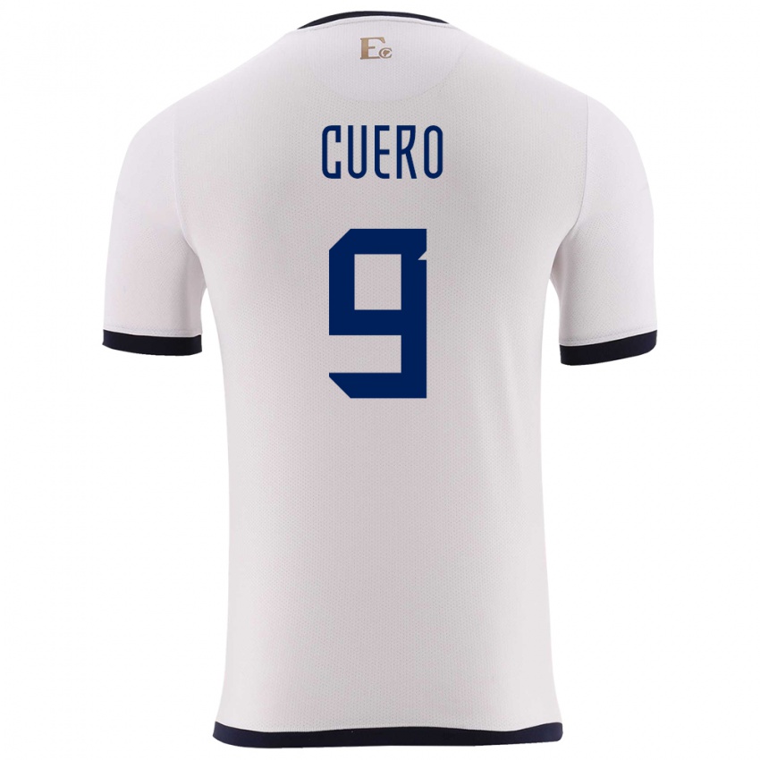 Hombre Camiseta Ecuador Justin Cuero #9 Blanco 2ª Equipación 24-26 La Camisa Argentina