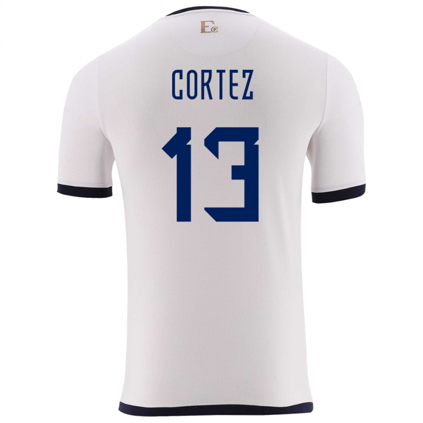 Hombre Camiseta Ecuador Steven Cortez #13 Blanco 2ª Equipación 24-26 La Camisa Argentina