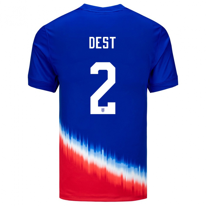 Hombre Camiseta Estados Unidos Sergino Dest #2 Azul 2ª Equipación 24-26 La Camisa Argentina