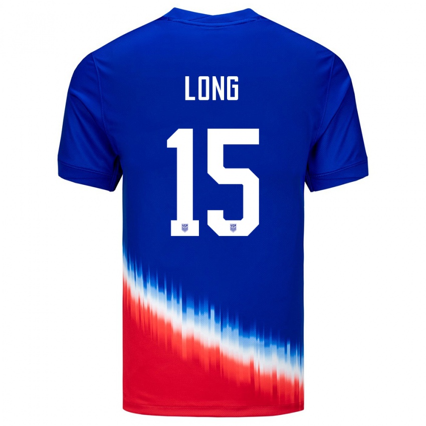 Hombre Camiseta Estados Unidos Aaron Long #15 Azul 2ª Equipación 24-26 La Camisa Argentina