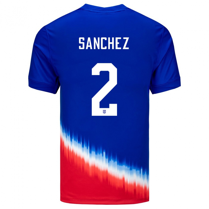 Hombre Camiseta Estados Unidos Ashley Sanchez #2 Azul 2ª Equipación 24-26 La Camisa Argentina