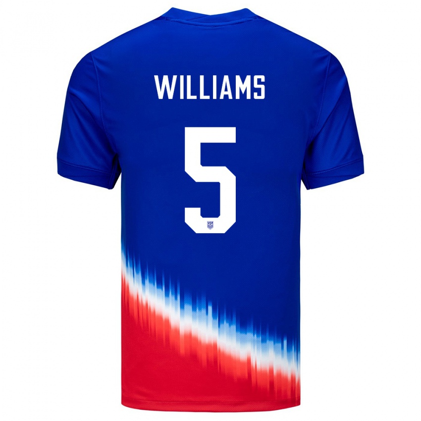Hombre Camiseta Estados Unidos Thomas Williams #5 Azul 2ª Equipación 24-26 La Camisa Argentina