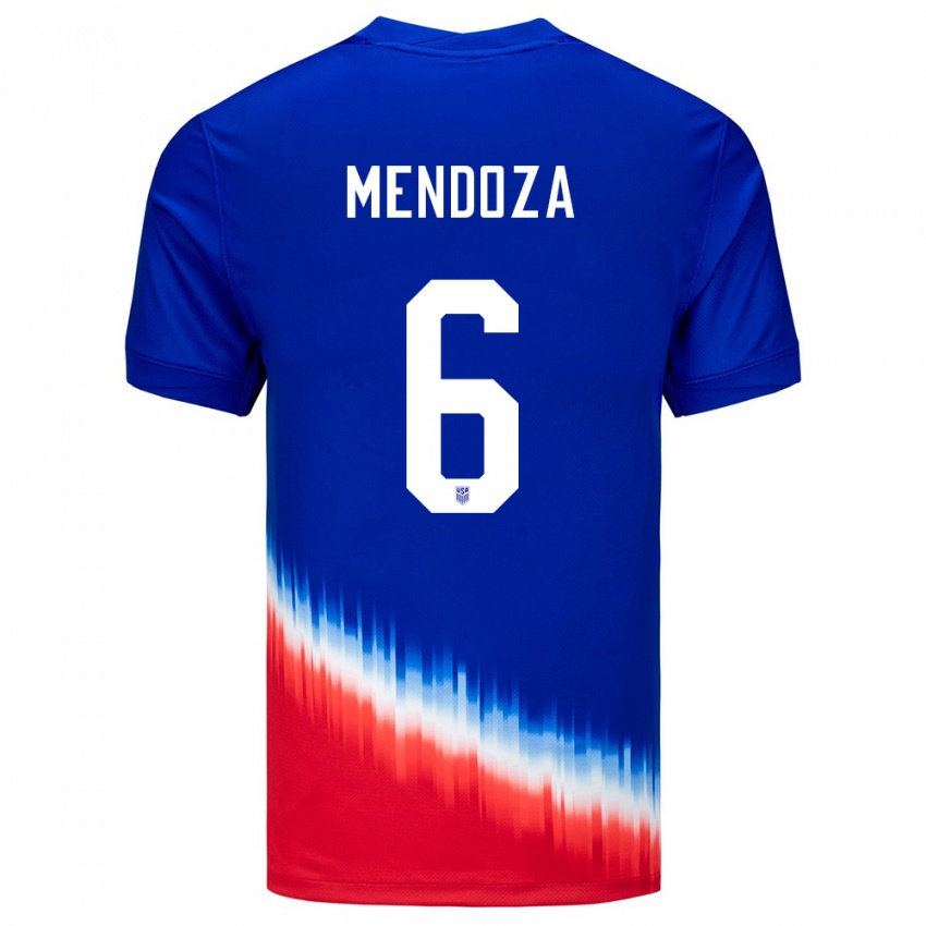 Hombre Camiseta Estados Unidos Edwyn Mendoza #6 Azul 2ª Equipación 24-26 La Camisa Argentina