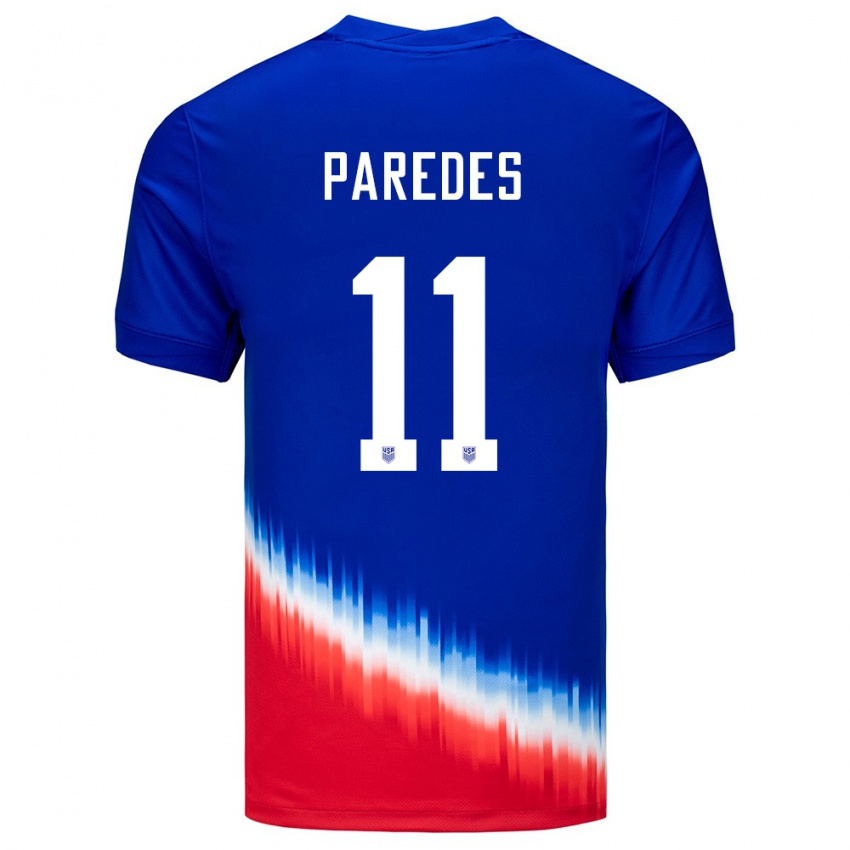 Hombre Camiseta Estados Unidos Kevin Paredes #11 Azul 2ª Equipación 24-26 La Camisa Argentina