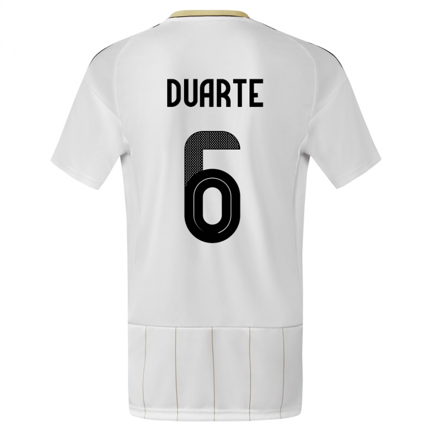 Hombre Camiseta Costa Rica Oscar Duarte #6 Blanco 2ª Equipación 24-26 La Camisa Argentina