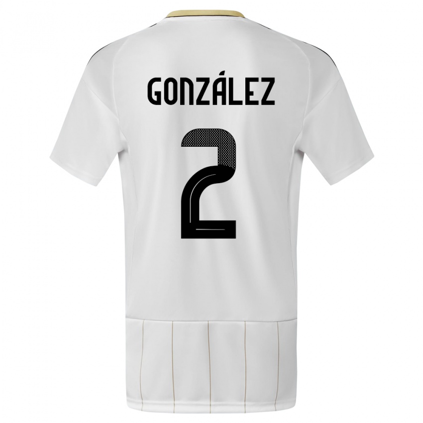 Hombre Camiseta Costa Rica Julian Gonzalez #2 Blanco 2ª Equipación 24-26 La Camisa Argentina