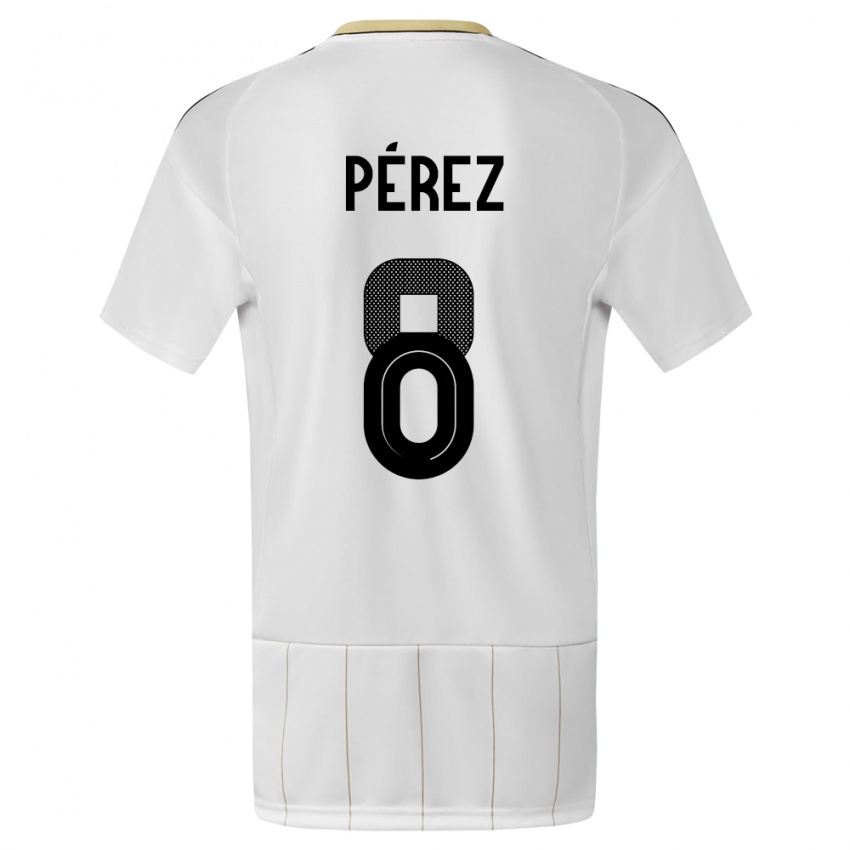 Hombre Camiseta Costa Rica Creichel Perez #8 Blanco 2ª Equipación 24-26 La Camisa Argentina