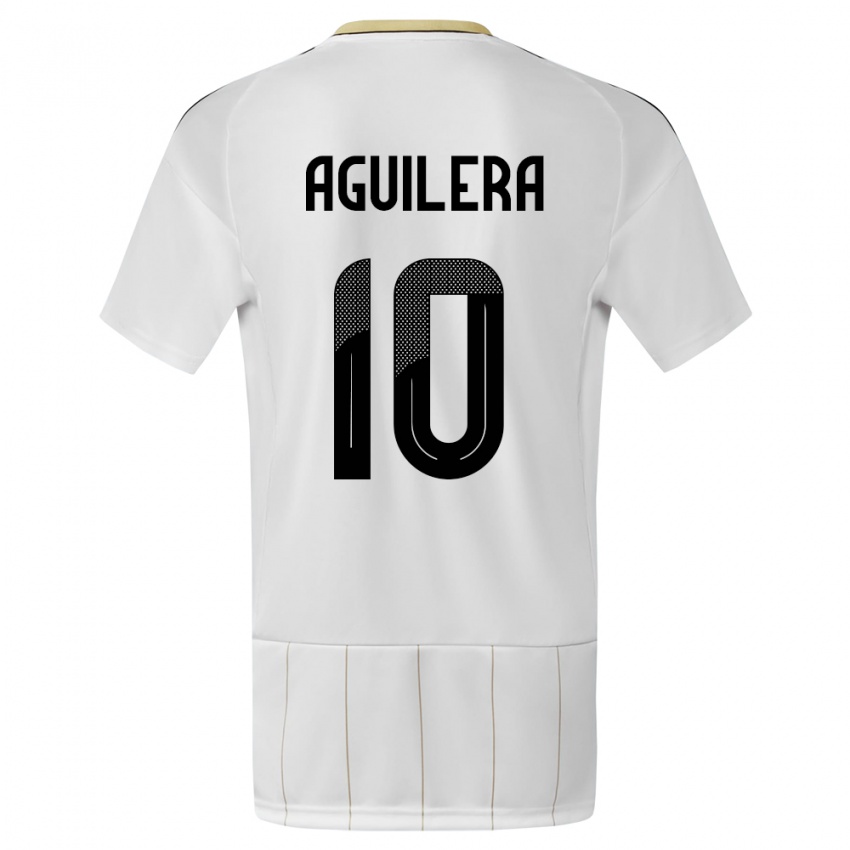 Hombre Camiseta Costa Rica Brandon Aguilera #10 Blanco 2ª Equipación 24-26 La Camisa Argentina