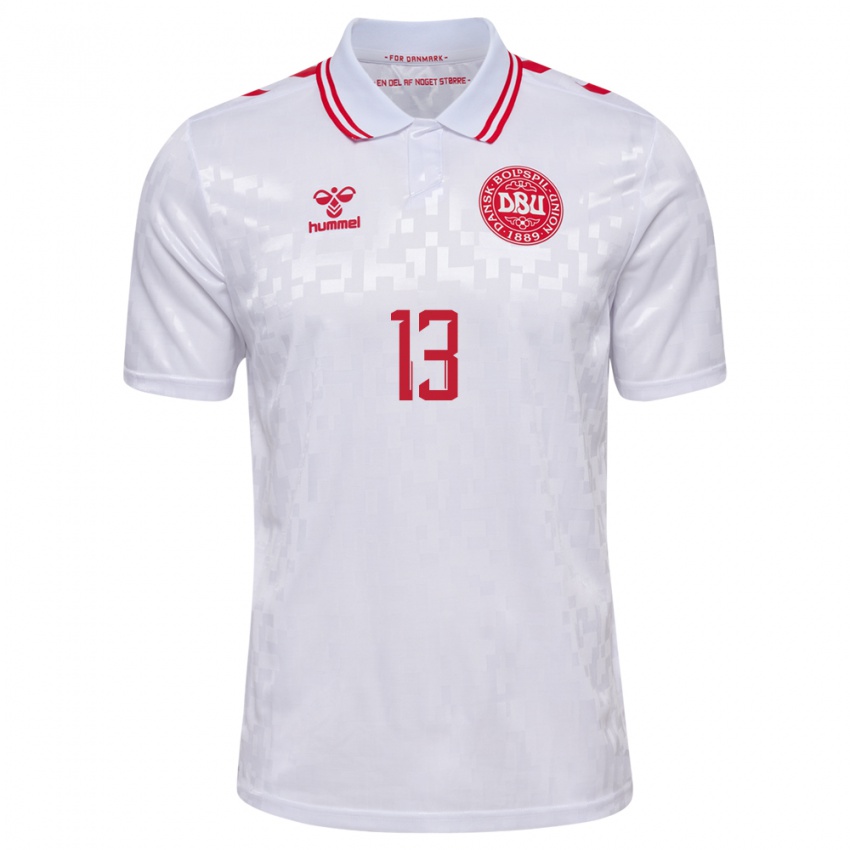 Hombre Camiseta Dinamarca Sofie Junge #13 Blanco 2ª Equipación 24-26 La Camisa Argentina