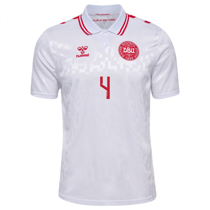 Hombre Camiseta Dinamarca Sebastian Otoa #4 Blanco 2ª Equipación 24-26 La Camisa Argentina