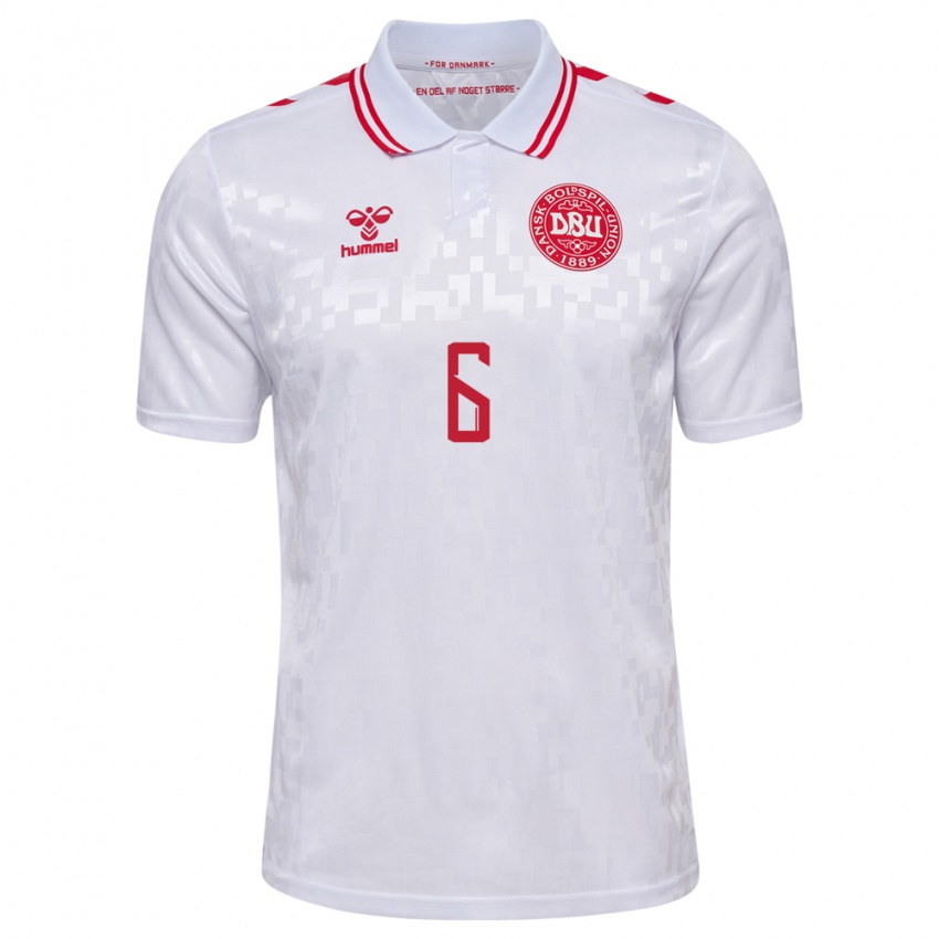 Hombre Camiseta Dinamarca Casper Winther #6 Blanco 2ª Equipación 24-26 La Camisa Argentina