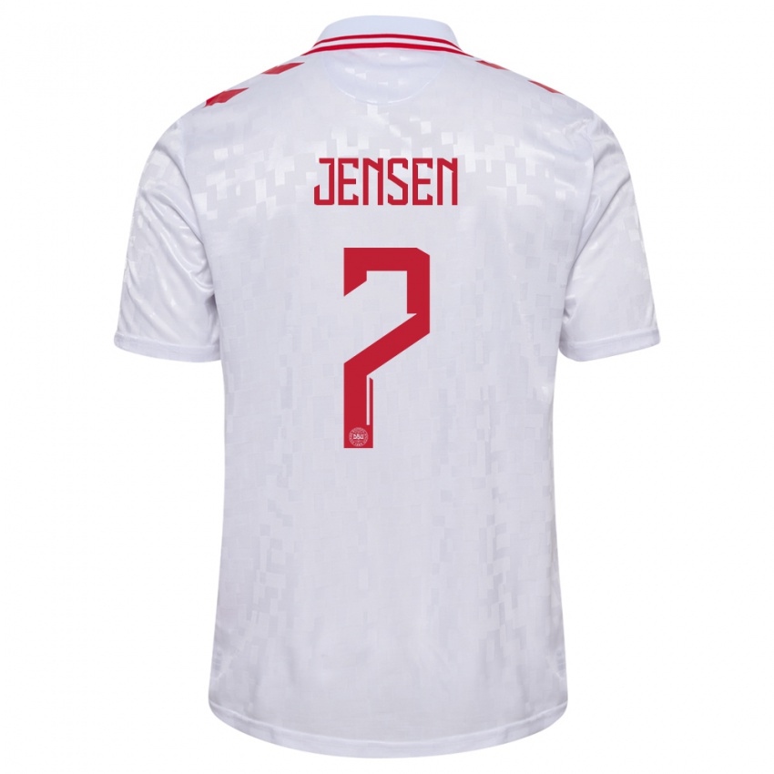 Hombre Camiseta Dinamarca Mathias Jensen #7 Blanco 2ª Equipación 24-26 La Camisa Argentina