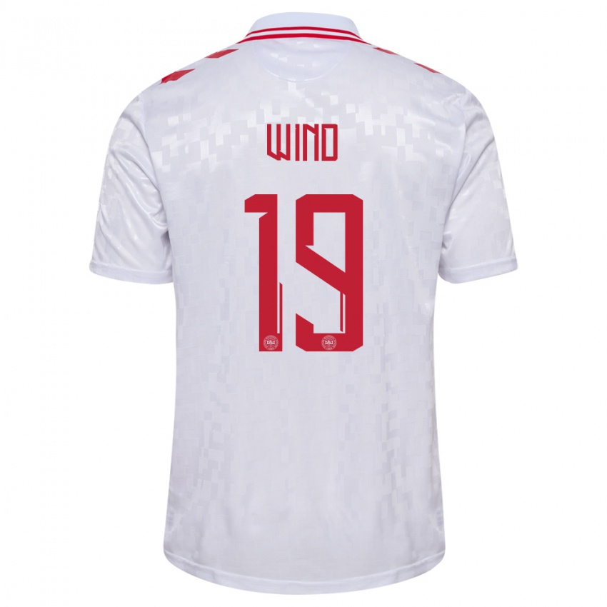 Hombre Camiseta Dinamarca Jonas Wind #19 Blanco 2ª Equipación 24-26 La Camisa Argentina