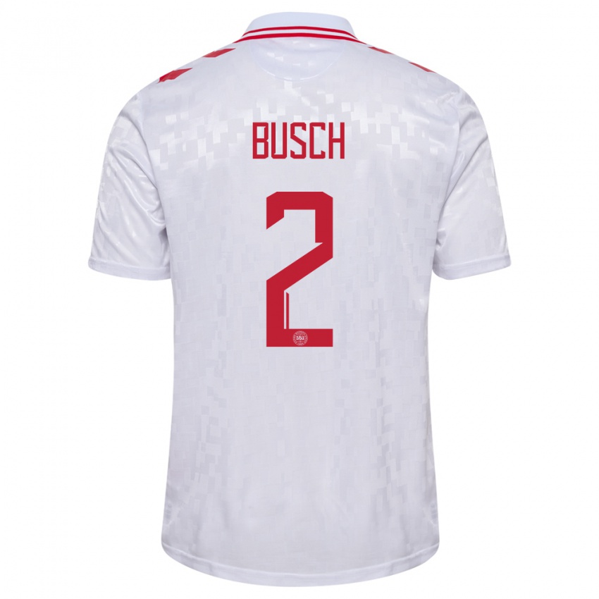 Hombre Camiseta Dinamarca Alexander Busch #2 Blanco 2ª Equipación 24-26 La Camisa Argentina