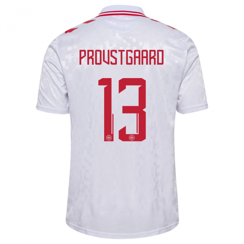 Hombre Camiseta Dinamarca Oliver Provstgaard #13 Blanco 2ª Equipación 24-26 La Camisa Argentina